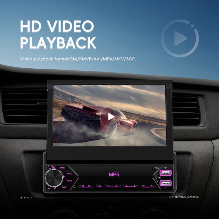7 inch Universal Manual Retractable Screen Car MP5 Player Car Center Control All-in-One Wired Carplay, Spec: Standard+12 Light Camera - Car MP3 & MP4 & MP5 by buy2fix | Online Shopping UK | buy2fix