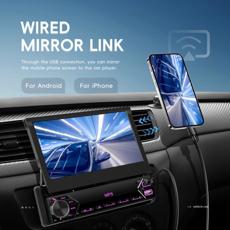 7 inch Universal Manual Retractable Screen Car MP5 Player Car Center Control All-in-One Wired Carplay, Spec: Standard+12 Light Camera - Car MP3 & MP4 & MP5 by buy2fix | Online Shopping UK | buy2fix