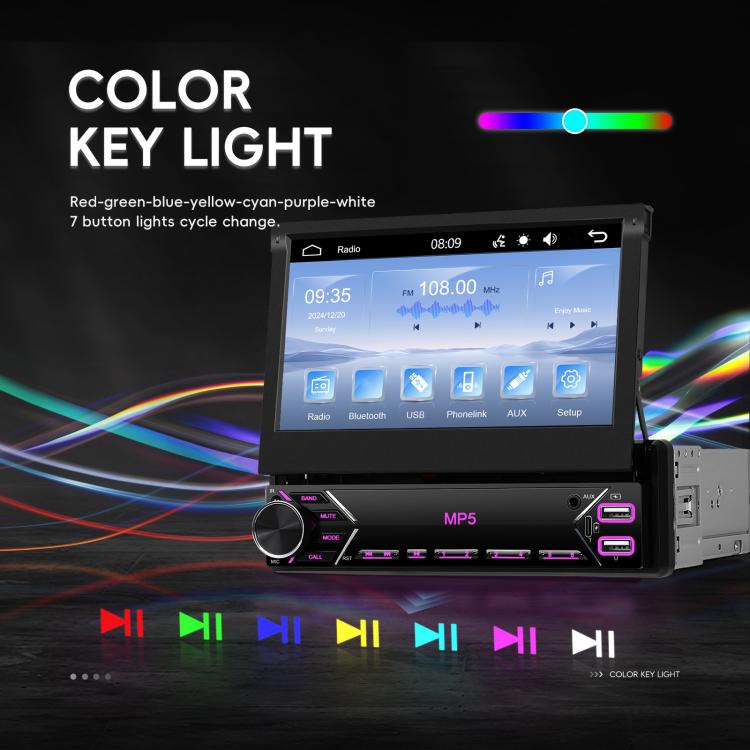 7 inch Universal Manual Retractable Screen Car MP5 Player Car Center Control All-in-One Wired Carplay, Spec: Standard+12 Light Camera - Car MP3 & MP4 & MP5 by buy2fix | Online Shopping UK | buy2fix