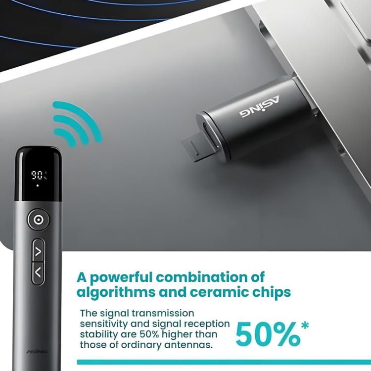 ASiNG A17 Pro Dual Mode Wireless Laser Presentation Pointer - USB/Bluetooth Rechargeable Adjustable Brightness - by ASiNG | Online Shopping UK | buy2fix