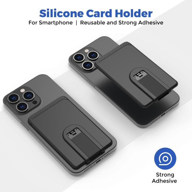 AhaStyle WG133 Adhesive Silicone Cell Phone Card Holder Phone Back Sticker Storage Bag(Black) - Adhesive Card Holders by AhaStyle | Online Shopping UK | buy2fix