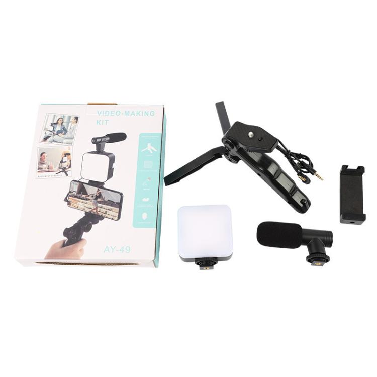49 LEDs Streaming Lighting Kit for Phone All-in-One Video Recording Set with Tripod Stand & Microphone AY-49 - Stand by buy2fix | Online Shopping UK | buy2fix