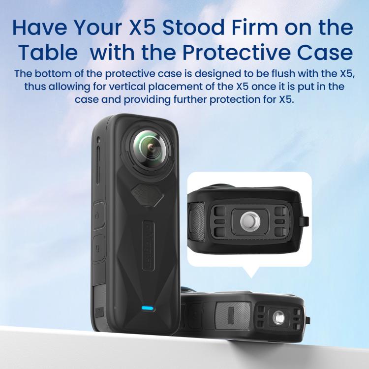 aMagisn Body Case+Lens Cap For Insta360 X5 Action Camera Protective Accessories Black - Case & Bags by aMagisn | Online Shopping UK | buy2fix