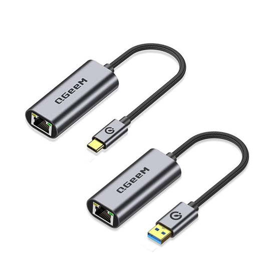 QGeeM USB-A To RJ45 LAN Converter Gigabit Ethernet Adapter for Laptop, PC, Smartphone, Plug & Play Cable Length 15cm - Cable & Adapters by QGeeM | Online Shopping UK | buy2fix