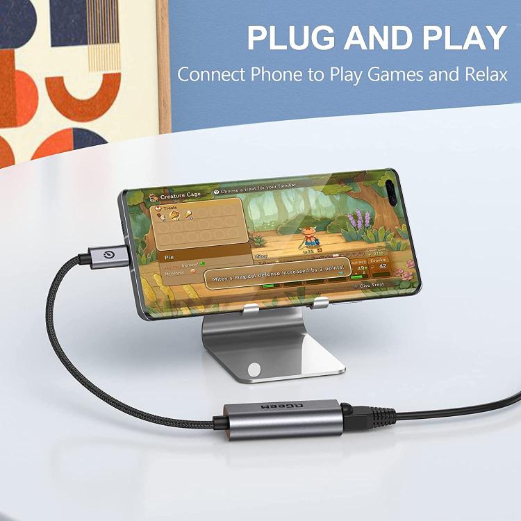 QGeeM USB-C/Type-C To RJ45 LAN Converter Gigabit Ethernet Adapter for Laptop, PC, Smartphone, Plug & Play Cable Length 15cm - Cable & Adapters by QGeeM | Online Shopping UK | buy2fix