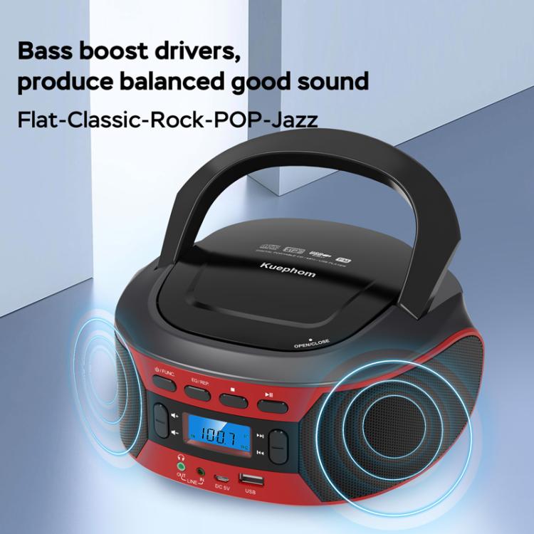 Kuephom W17 Portable Home CD Music Walkman FM Bluetooth Player EU Plug - DVD & LCD Player by Kuephom | Online Shopping UK | buy2fix