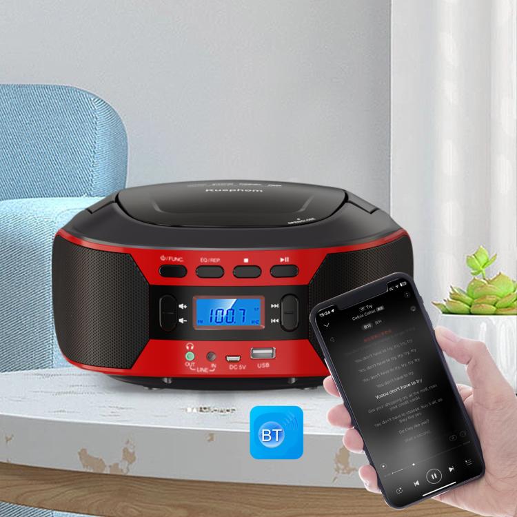 Kuephom W17 Portable Home CD Music Walkman FM Bluetooth Player EU Plug - DVD & LCD Player by Kuephom | Online Shopping UK | buy2fix