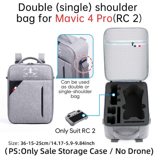 For DJI Mavic 4 Pro / RC 2 Backpack Shoulder Bag EVA Carrying Case(Gray) - Backpacks & Bags by buy2fix | Online Shopping UK | buy2fix