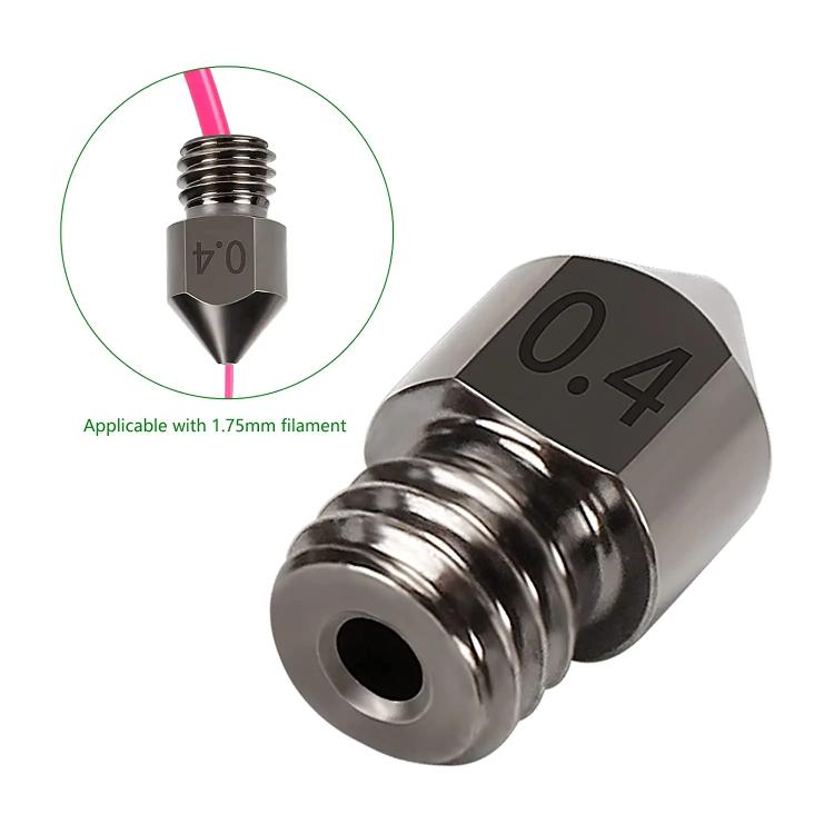 5pcs /Pack 1.75/0.4mm MK8 Hardened Steel Nozzle High-Temperature Resistant 3D Printer Extruder Hotend - Parts by buy2fix | Online Shopping UK | buy2fix