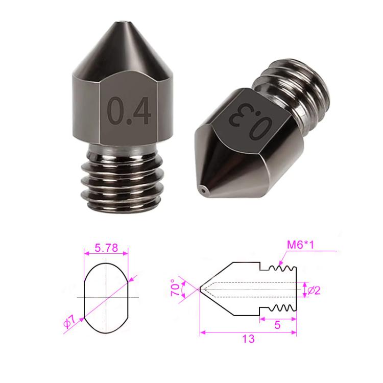 5pcs /Pack 1.75/0.3mm MK8 Hardened Steel Nozzle High-Temperature Resistant 3D Printer Extruder Hotend - Parts by buy2fix | Online Shopping UK | buy2fix