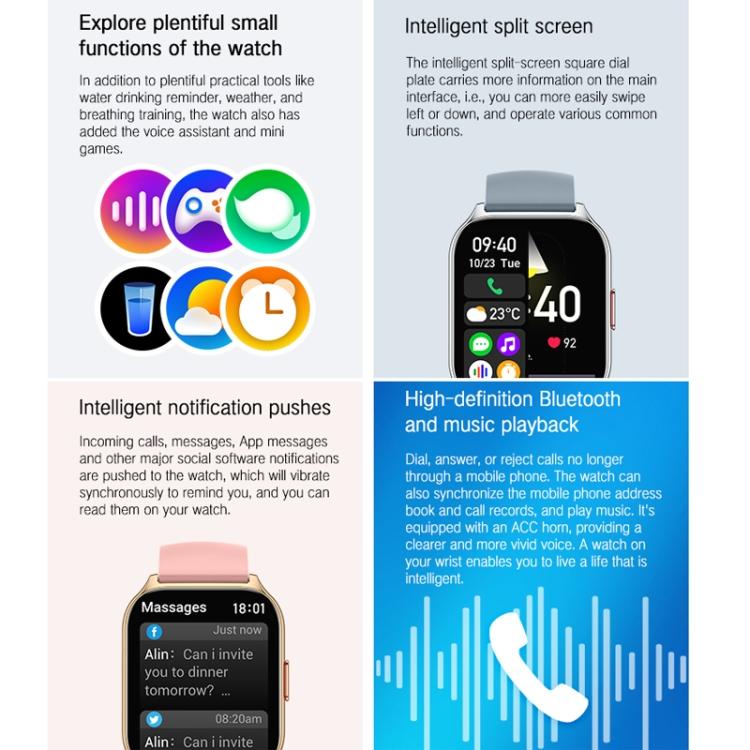 Blood Oxygen / Sleep / Heart Rate Health Monitoring Smart Watch Square Sports Double Strap Watch(Gold Steel+Silicone Pink) - Smart Watches by buy2fix | Online Shopping UK | buy2fix