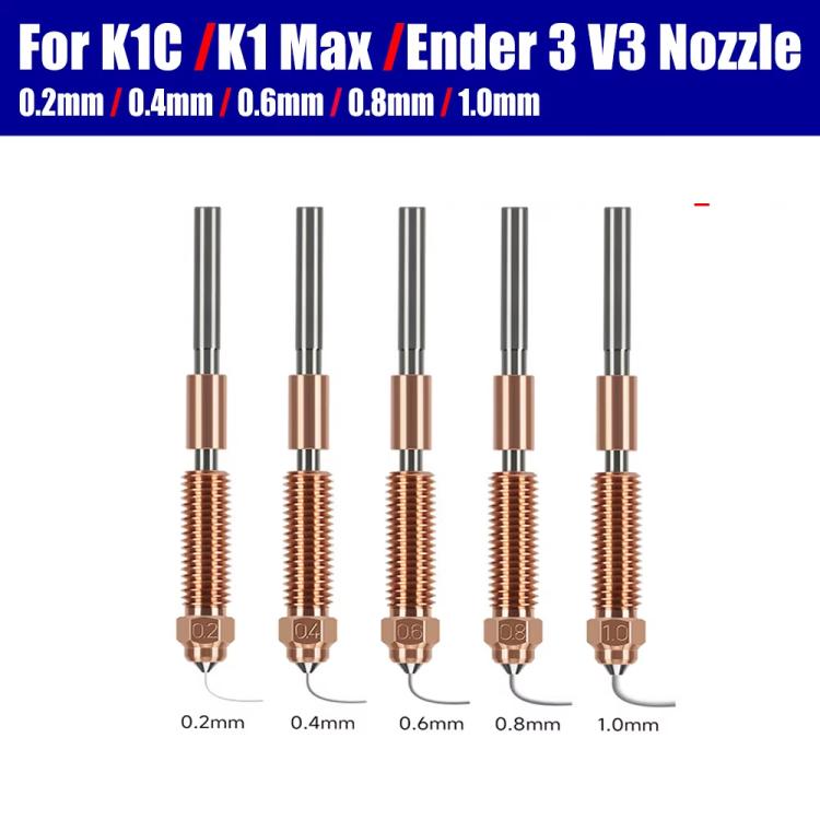 1.75/0.6mm All-in-One Chrome Zirconium Copper Nozzle for Creality Ender-3 V3/K1C/K1 Max 3D Printers - Parts by buy2fix | Online Shopping UK | buy2fix