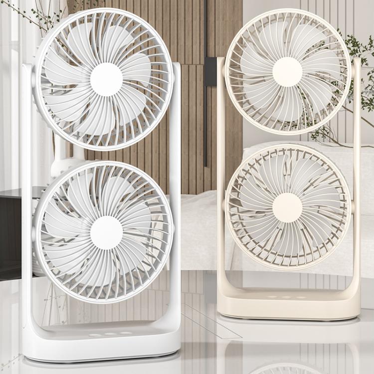 Dual Head Desk Fan 360-degree Adjustable Oscillating Air Circulator 3-Speed Portable Cooling Fan Without Battery - Electric Fans by buy2fix | Online Shopping UK | buy2fix