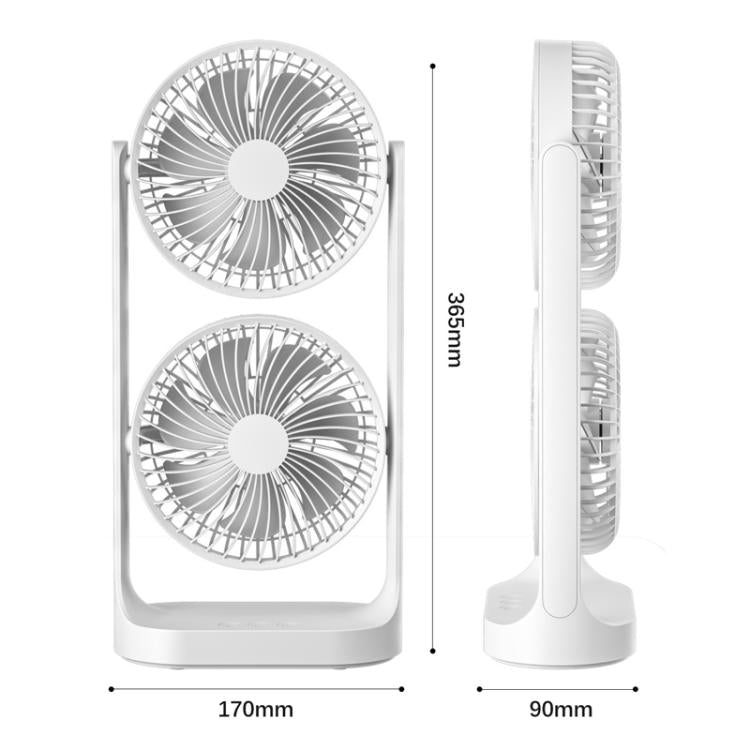 Dual Head Desk Fan 360-degree Adjustable Oscillating Air Circulator 3-Speed Portable Cooling Fan Without Battery - Electric Fans by buy2fix | Online Shopping UK | buy2fix