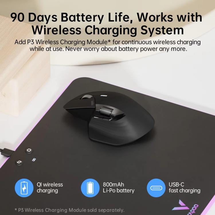 Rapoo Wireless Triple Mode Mice Ergonomic Desktop Laptop Business Office Mouse, Color: MT760 Black - Wireless Mice by Rapoo | Online Shopping UK | buy2fix