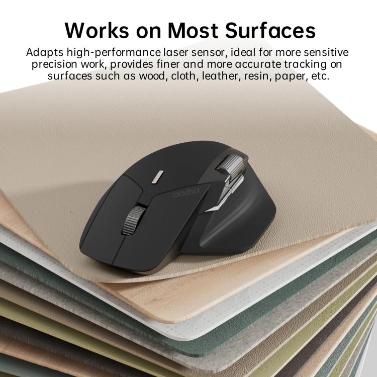 Rapoo Wireless Triple Mode Mice Ergonomic Desktop Laptop Business Office Mouse, Color: MT760 Black - Wireless Mice by Rapoo | Online Shopping UK | buy2fix