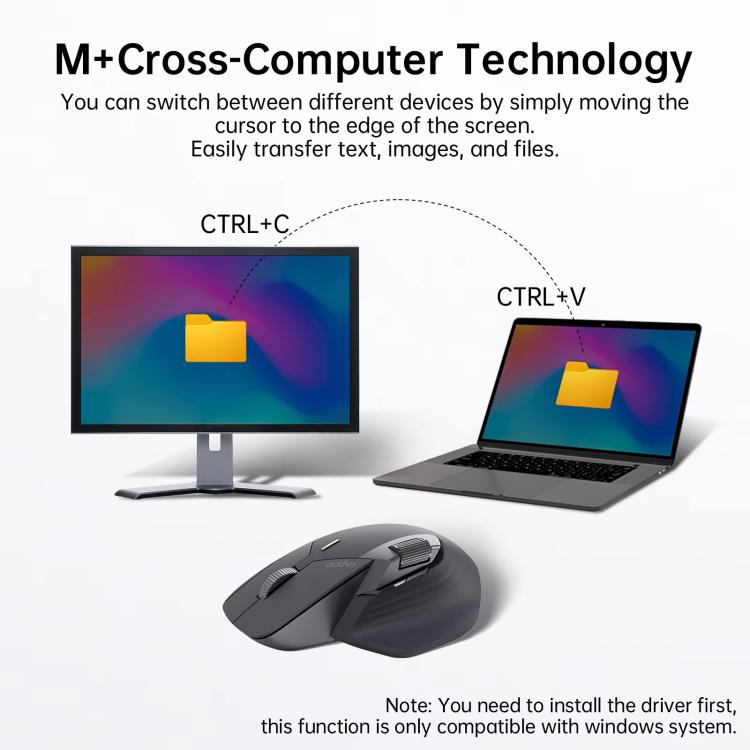 Rapoo Wireless Triple Mode Mice Ergonomic Desktop Laptop Business Office Mouse, Color: MT760 Black - Wireless Mice by Rapoo | Online Shopping UK | buy2fix