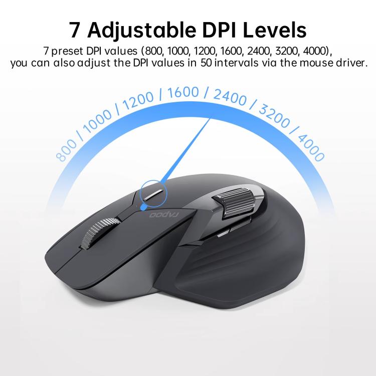 Rapoo Wireless Triple Mode Mice Ergonomic Desktop Laptop Business Office Mouse, Color: MT760mini Black - Wireless Mice by Rapoo | Online Shopping UK | buy2fix