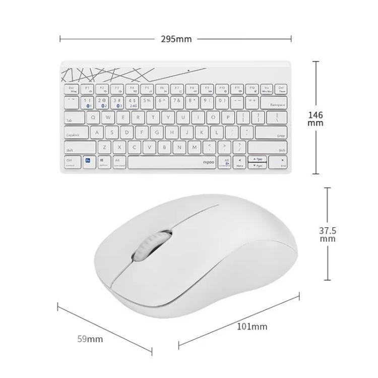 Rapoo 8000GT Bluetooth / 2.4G Wireless Keyboard Mice Set Laptop Tablet Cell Phone Keyboard And Mouse(White) - Wireless Keyboard by Rapoo | Online Shopping UK | buy2fix