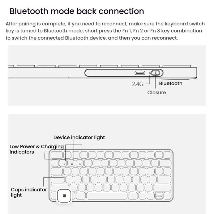 Rapoo E9050L Tri-mode Bluetooth Wireless Keyboard Silent Laptop Keyboard(White) - Wireless Keyboard by Rapoo | Online Shopping UK | buy2fix