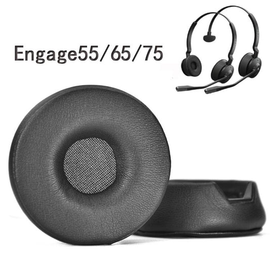 For Jabra Engage 55/65/75 Headset 1pair Protein Leather Ear Cushions Soft Replacement Ear Pads(Black) - Earmuff & Pad by buy2fix | Online Shopping UK | buy2fix