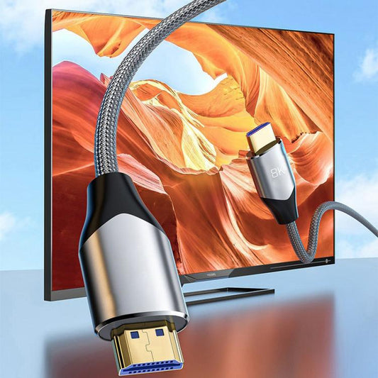 VegGieg W-H4 8K HDMI 2.1 Cable TV Set-Top Box Computer Connection Monitor Projector Video HD Cable, Size: 2m(Cotton Mesh Gray) - Cable by VegGieg | Online Shopping UK | buy2fix