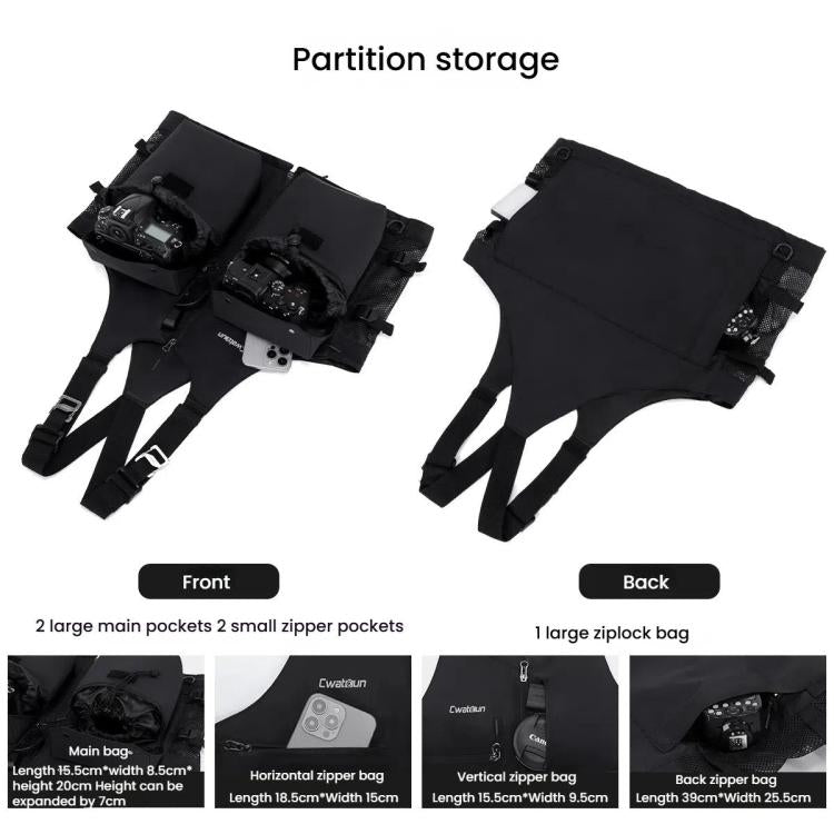 Cwatcun D192 Multifunctional Vest Outdoor Lightweight Comfortable Camera Bag - Camera Strap by Cwatcun | Online Shopping UK | buy2fix