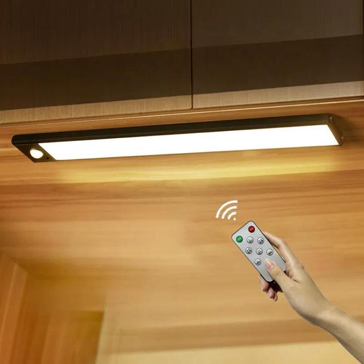 80cm Rechargeable Motion Sensor Light Bar Cabinet Wardrobe Lamp With Remote Control Black - Sensor LED Lights by buy2fix | Online Shopping UK | buy2fix