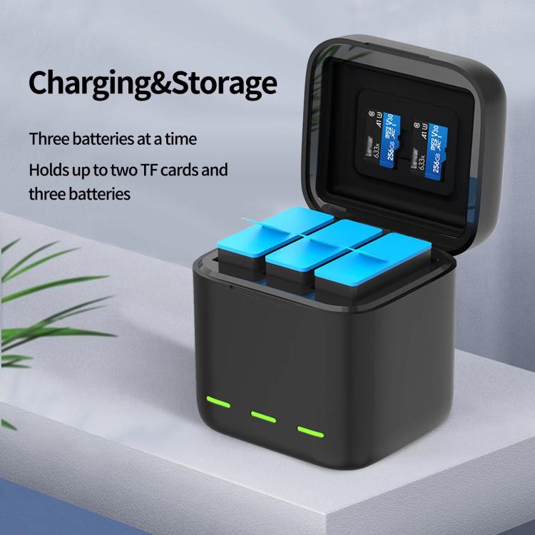 For GoPro HERO13 Black TELESIN 3 Slots Charging Case Compact Storage Box(Black) - Charger by TELESIN | Online Shopping UK | buy2fix