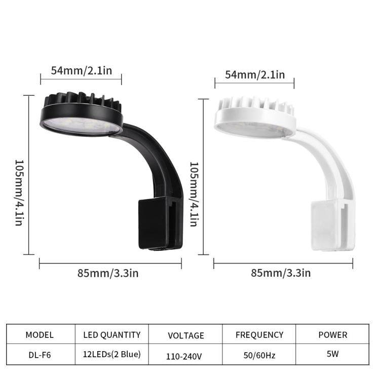 220V 5W Blue White Aquarium LED Clip Light with 12 LEDs USB Powered Mini Fish Tank Light for Aquatic Plants, Water Grass & Small Tanks(White) - Fish Tank Lamps by buy2fix | Online Shopping UK | buy2fix