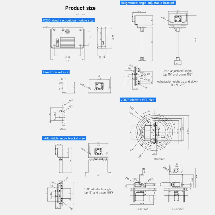 Yahboom K230 Vision Module With 2.4-Inch HD Touch Screen 32G TF Card With 2DOF Electric PTZ - Components Kits by Yahboom | Online Shopping UK | buy2fix