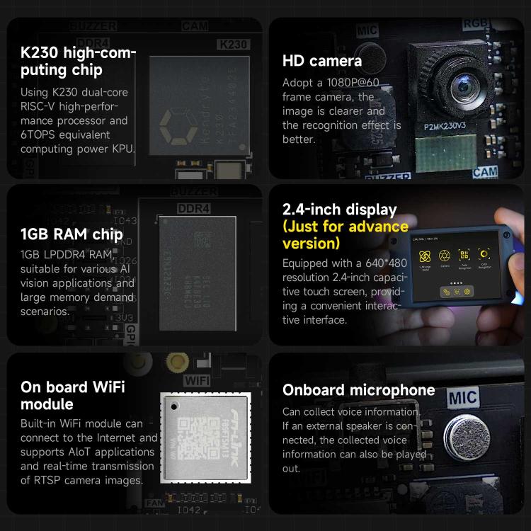 Yahboom K230 Vision Module With 2.4-Inch HD Touch Screen 32G TF Card With Fixed Bracket - Components Kits by Yahboom | Online Shopping UK | buy2fix