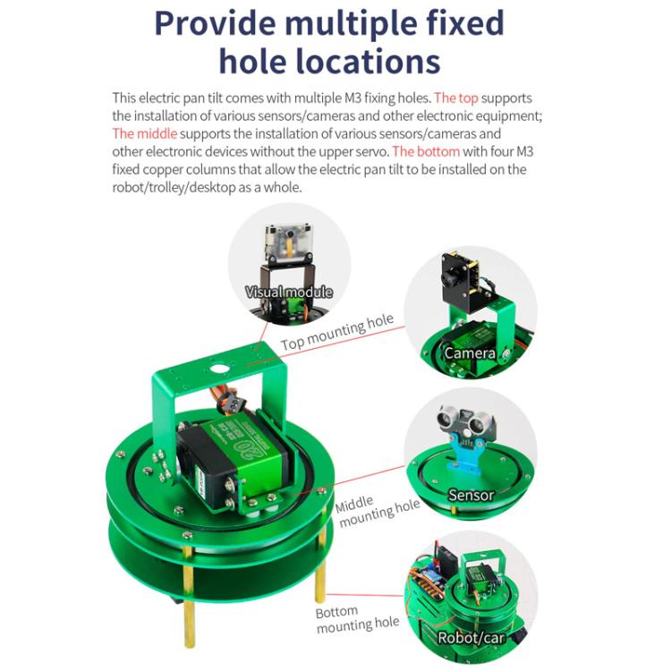 Yahboom 1DOF With Servo Electric Platform For Robot Car Black - Robotics Accessories by Yahboom | Online Shopping UK | buy2fix