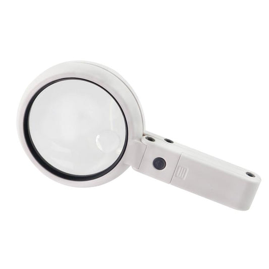 90mm 10X Foldable Handheld Magnifying Glass With 8 LED Lights - Hand Held Style by buy2fix | Online Shopping UK | buy2fix