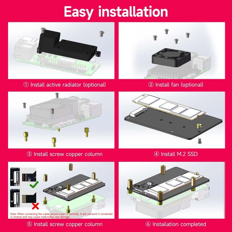 Yahboom PCIe To M.2 Adapter Expansion Board For Raspberry Pi 5 NVMe Expansion Board, Spec: Board + 256G SSD - Raspberry Pi Accessories by Yahboom | Online Shopping UK | buy2fix