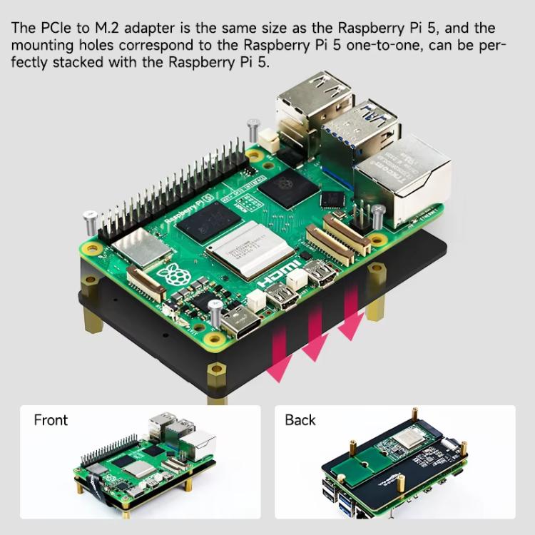 Yahboom PCIe To M.2 Adapter Expansion Board For Raspberry Pi 5 NVMe Expansion Board, Spec: Board + 256G SSD - Raspberry Pi Accessories by Yahboom | Online Shopping UK | buy2fix