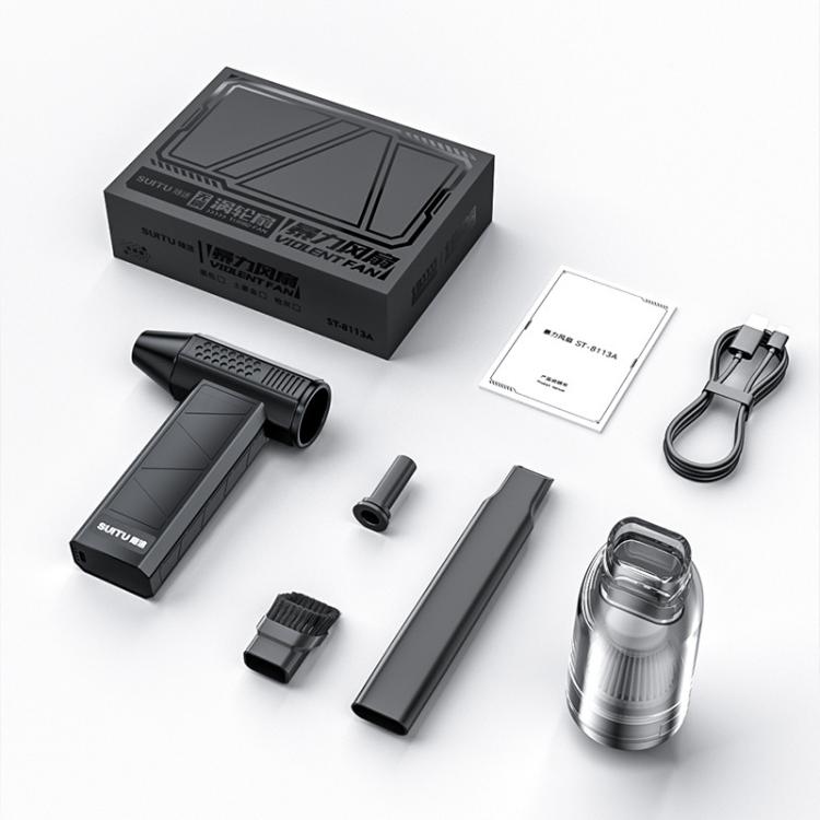 SUITU ST-8113 Outdoor Turbine Fan Home Lithium-ion Dust Blower Handheld Hair Dryer, Style: Blower+Vacuum Cleaner Gray - Electric Fans by SUITU | Online Shopping UK | buy2fix