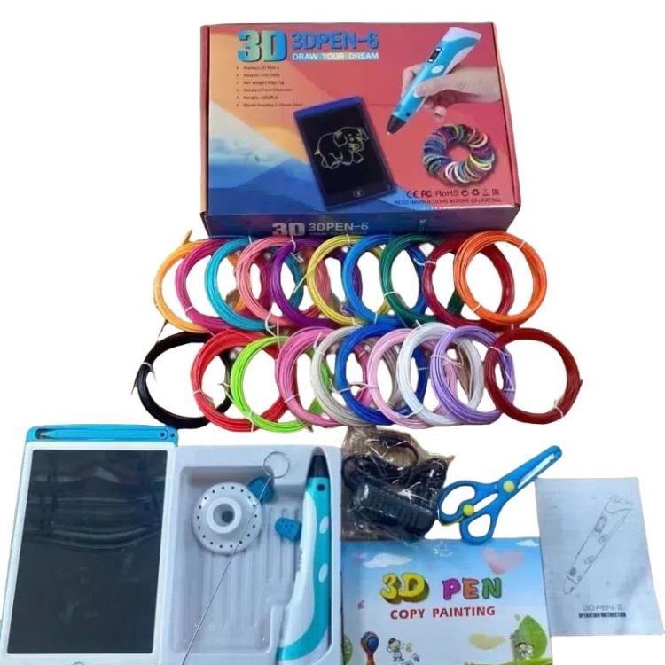 Hand-held 3D Printing Pen Kit with 20 Colors PLA Filament, Drawing Pad, Base, Scissors, Finger Guards, Art Book & Accessories UK Plug(Yellow) - 3D Printer by buy2fix | Online Shopping UK | buy2fix