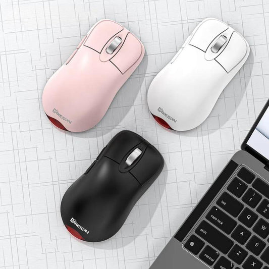 MKESPN Tri-Mode Wireless Gaming Mouse 24000 DPI, 6 RGB Lighting Modes, Rechargeable, Macro Programmable Pink - Wireless Mice by MKESPN | Online Shopping UK | buy2fix
