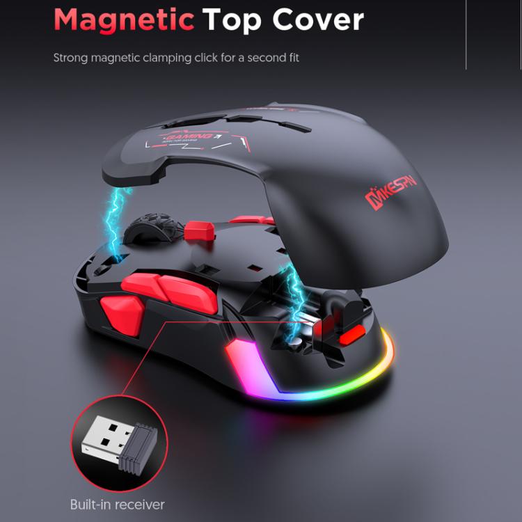 MKESPN W12 Tri-Mode 5-Channel Gaming Mouse 10-Key 10000 DPI Ambidextrous Design RGB Macro Mouse(Blue) - Wireless Mice by MKESPN | Online Shopping UK | buy2fix