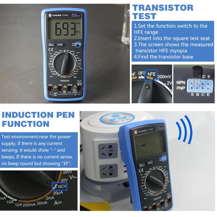 SUNSHINE DT-890N High-precision Digital Multimeter Portable Repair Meter With Burn Protection - Digital Multimeter by SUNSHINE | Online Shopping UK | buy2fix