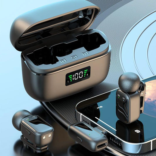 Type-C Dual Microphone Mini Wireless Finger Clip Microphone Mobile Phone Live Noise Reduction Bluetooth Microphone(Black) - Microphone by buy2fix | Online Shopping UK | buy2fix