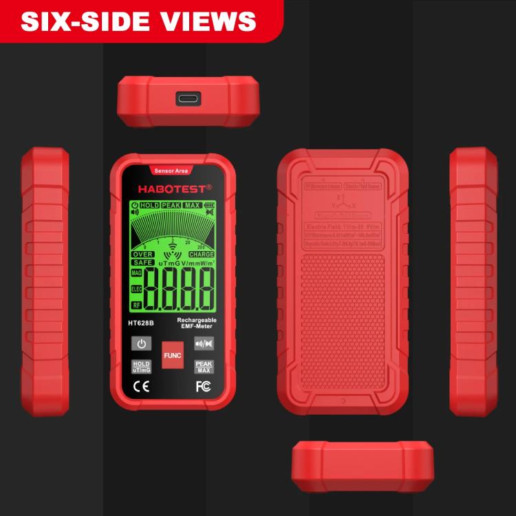 HABOTEST HT628B Multi-Field EMF Meter Rechargeable Electromagnetic Radiation Tester - Radiation Detector by HABOTEST | Online Shopping UK | buy2fix