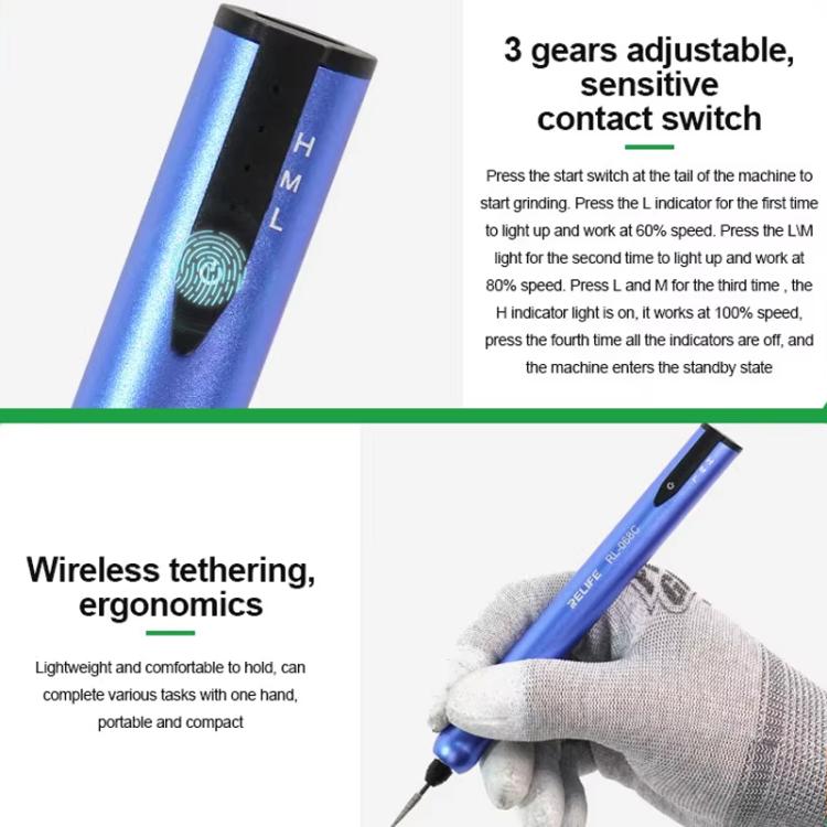 RELIFE RL-068C Smart Rechargeable Grinding Pen Portable Grinding Head Rust Removal Polishing Motherboard Repair Electric Grinder - Polishing Repair by RELIFE | Online Shopping UK | buy2fix
