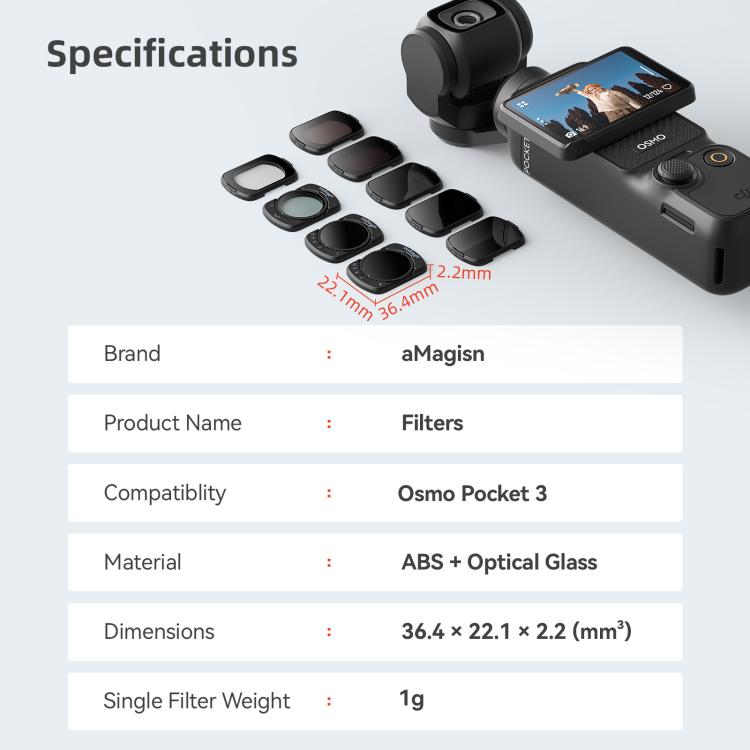 For DJI Osmo Pocket 3 aMagisn Adjustable Magnetic Filter Camera Lens Filters ND 1 To 5 Gear - Lens Accessories by aMagisn | Online Shopping UK | buy2fix