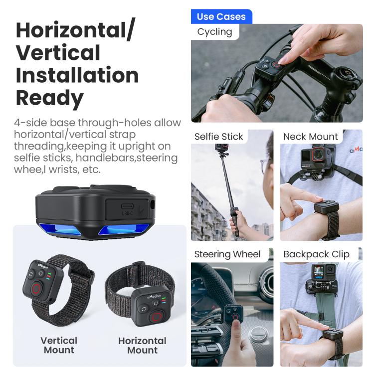 aMagisn Wireless Bluetooth Remote Control for Insta360, GoPro Hero Cameras & Smartphones - 50m Long Range - Others by aMagisn | Online Shopping UK | buy2fix
