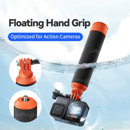 aMagisn Universal Floating Hand Grip for Action Cameras with Triple Claw & 1/4-inch Screw Mount(Black Orange) - Floating Grip & Ball by aMagisn | Online Shopping UK | buy2fix