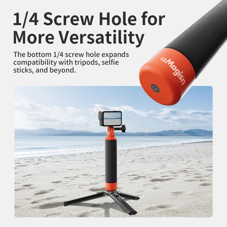 aMagisn Universal Floating Hand Grip for Action Cameras with Triple Claw & 1/4-inch Screw Mount(Black Orange) - Floating Grip & Ball by aMagisn | Online Shopping UK | buy2fix