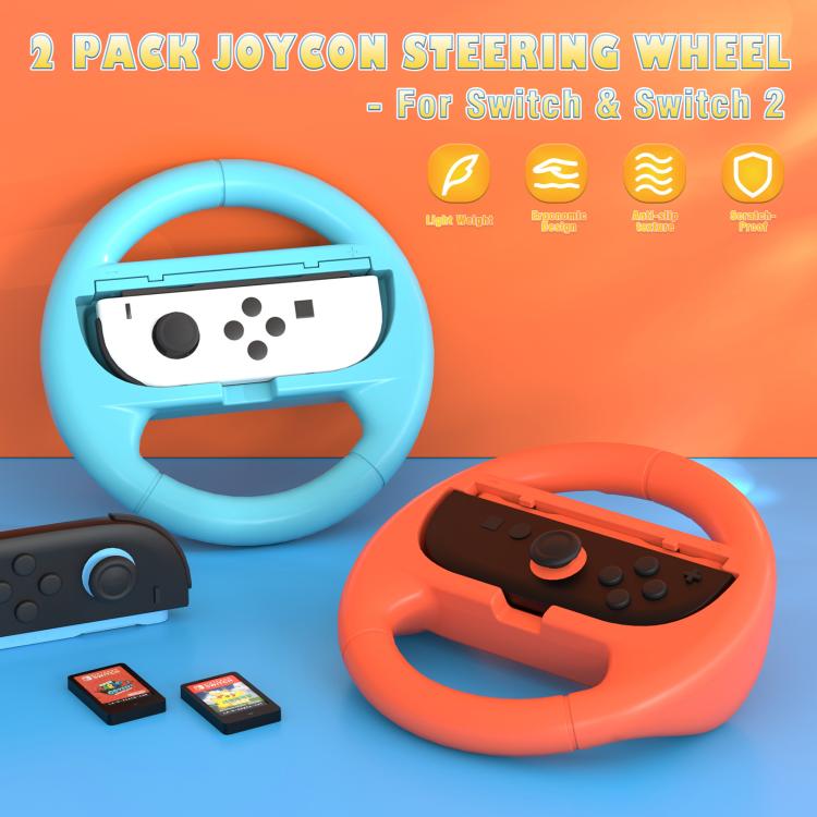 2pcs /Pack Steering Wheel Grip for Nintendo Switch 2/Switch Joy-Con Controllers(Orange Blue) - Others by buy2fix | Online Shopping UK | buy2fix