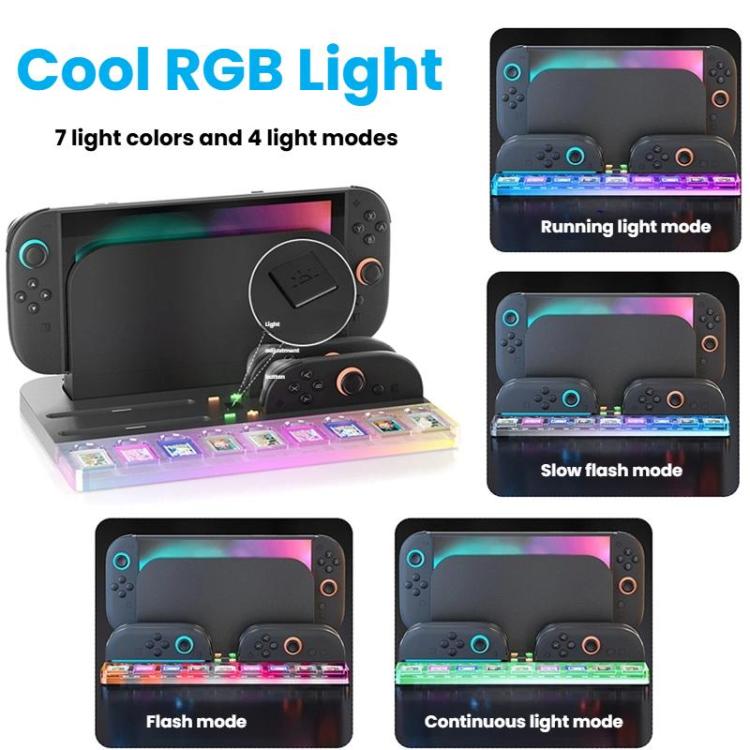 For Nintendo Switch 2 Console and Joy-Con Controllers Charging Dock with RGB Lighting, 9 Game Card Slots - Charger & Power by buy2fix | Online Shopping UK | buy2fix